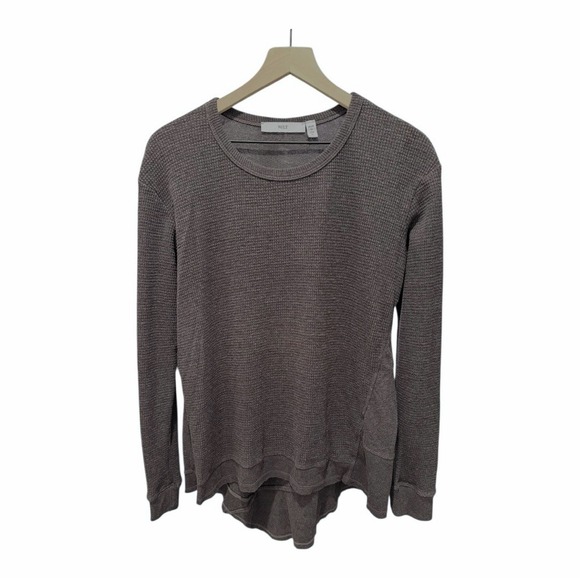 Wilt Gray Textured Waffle Knit Long Sleeve Top Made in USA Minimalist - Picture 2 of 8